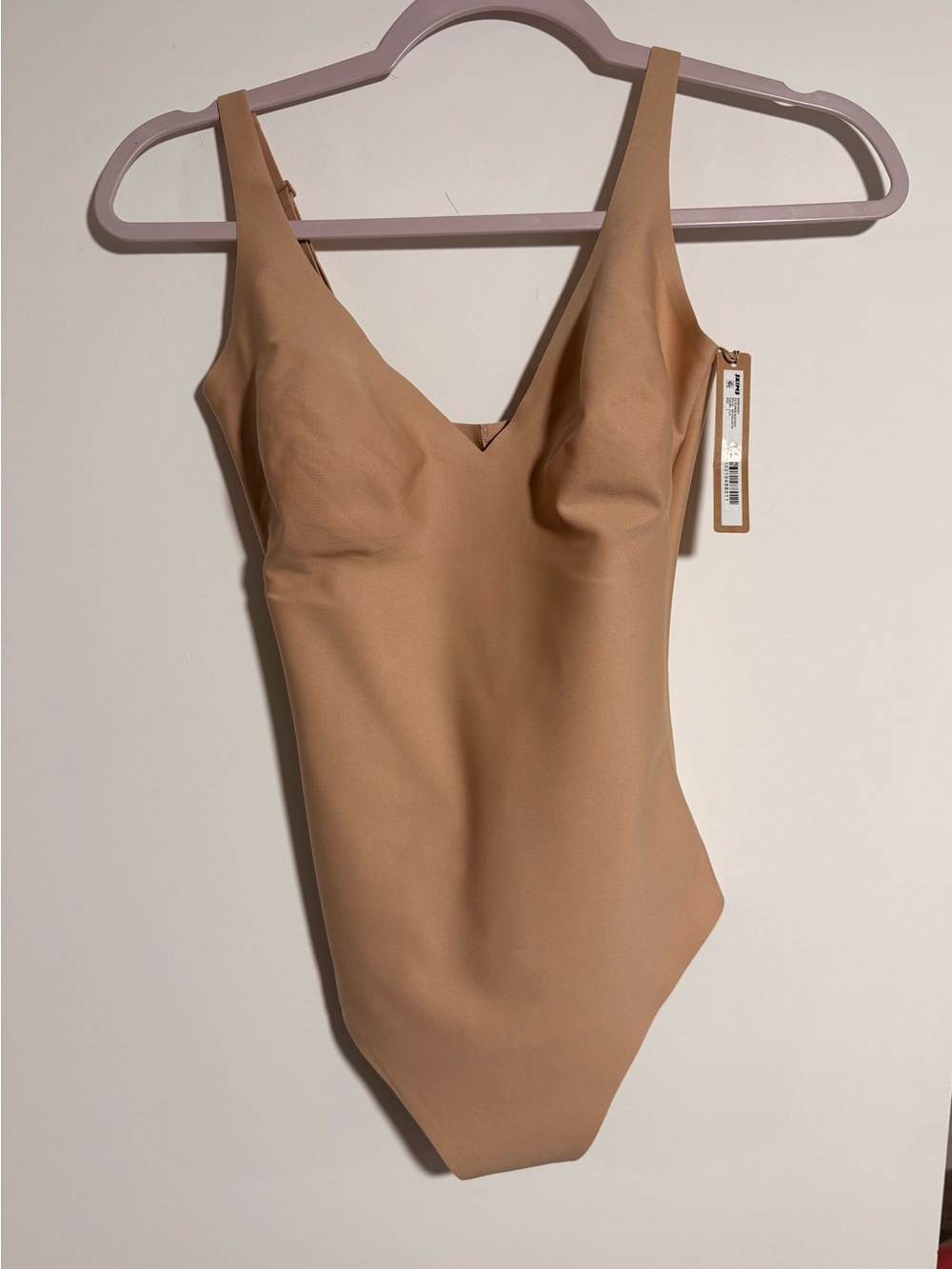 SKIMS Beige V-Neck Sculpting Bodysuit
